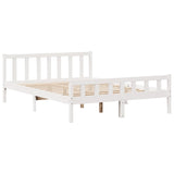 Lit bibliothèque sans matelas blanc 135x190 cm bois pin massif