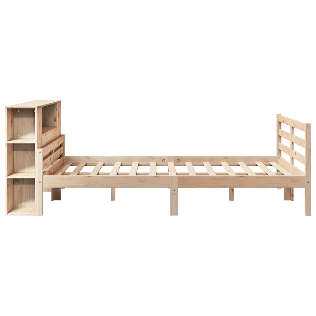 Lit bibliothèque sans matelas 140x190 cm bois de pin massif