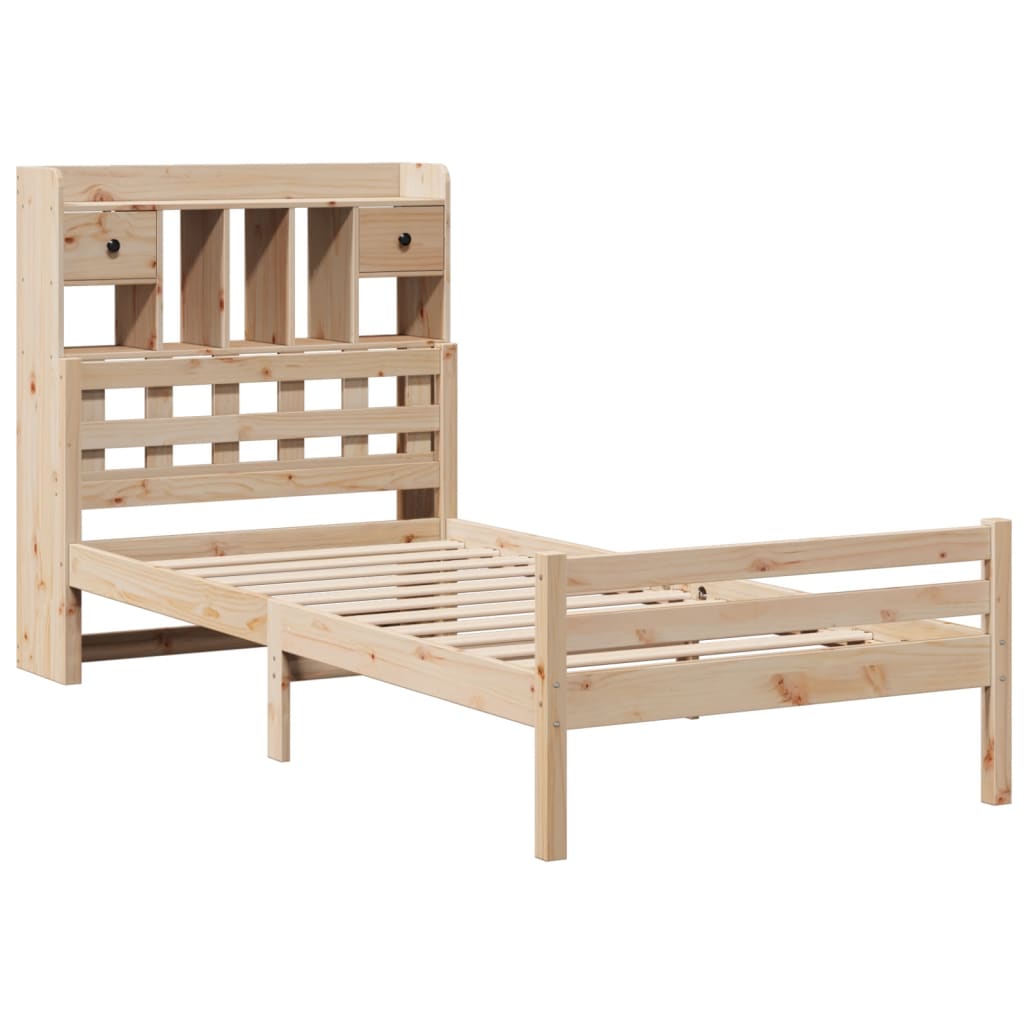 Lit bibliothèque sans matelas 90x190 cm bois de pin massif