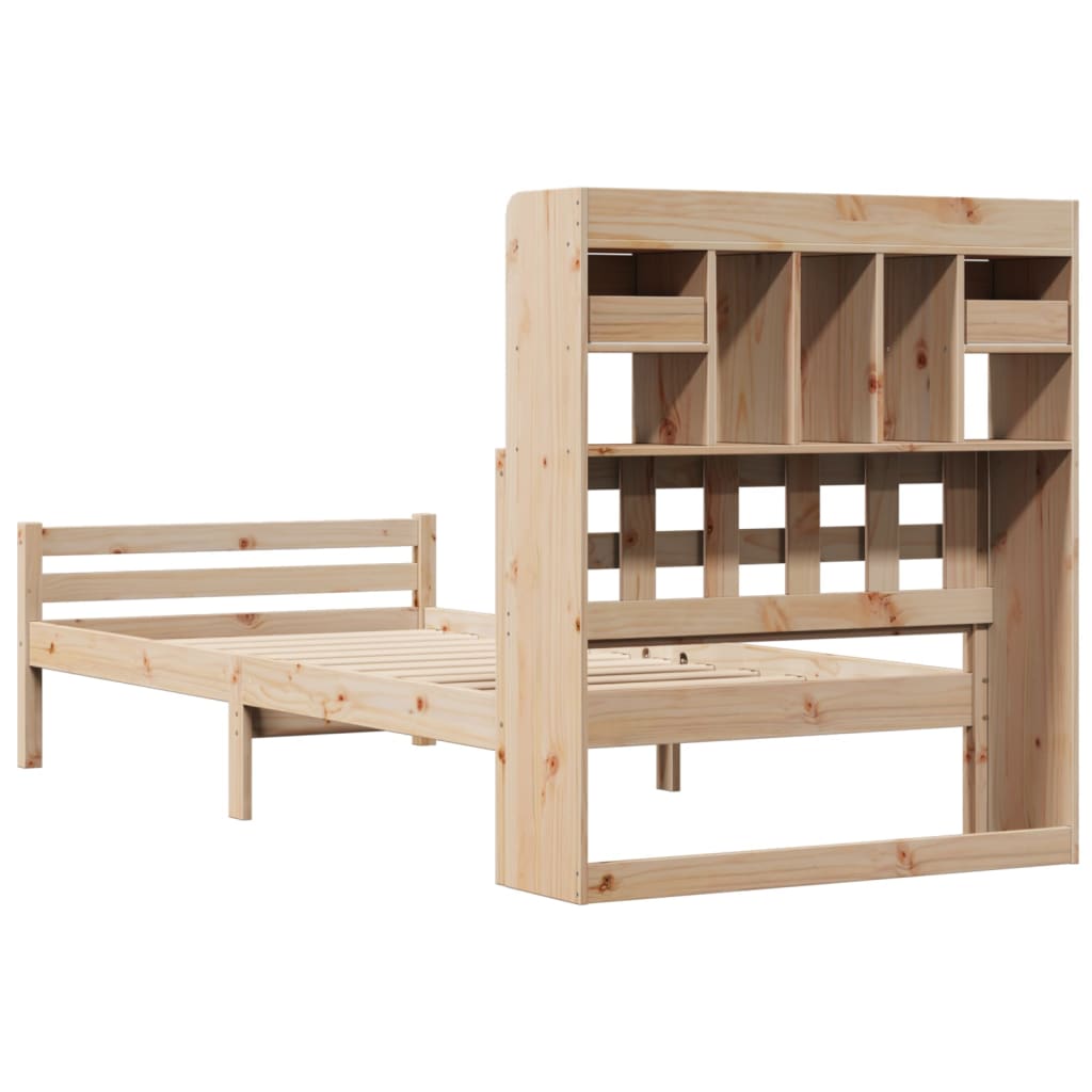 Lit bibliothèque sans matelas 90x190 cm bois de pin massif