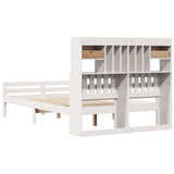 Lit bibliothèque sans matelas blanc 120x200 cm bois pin massif