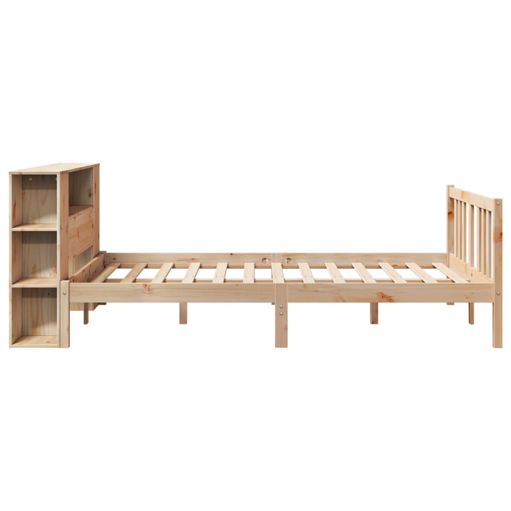 Lit bibliothèque sans matelas 140x190 cm bois de pin massif