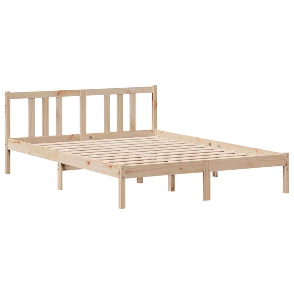 Lit bibliothèque sans matelas 140x190 cm bois de pin massif