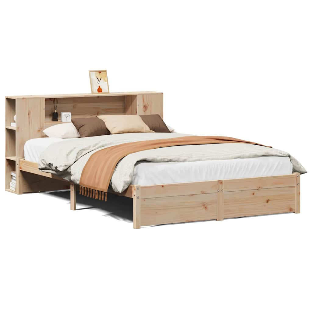 Lit bibliothèque sans matelas 140x190 cm bois de pin massif