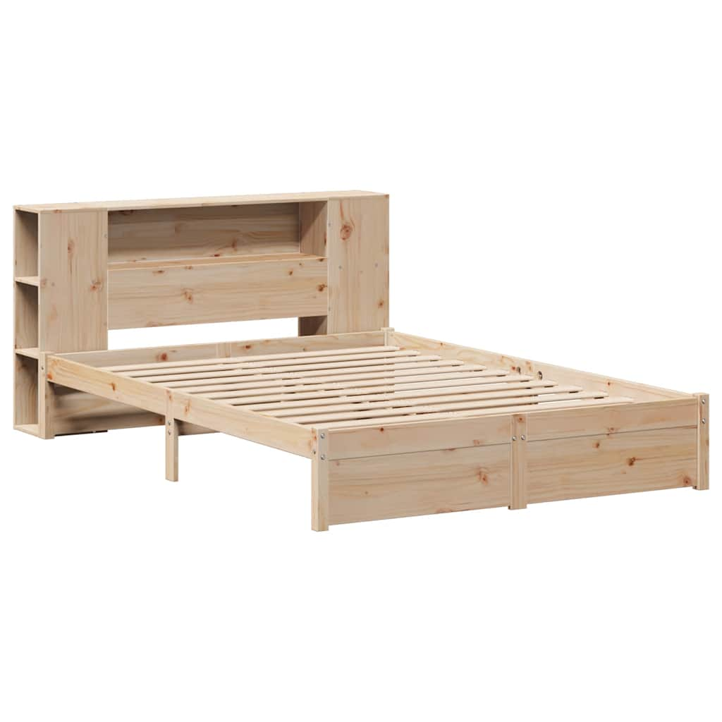 Lit bibliothèque sans matelas 140x190 cm bois de pin massif