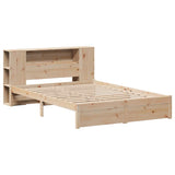 Lit bibliothèque sans matelas 140x190 cm bois de pin massif