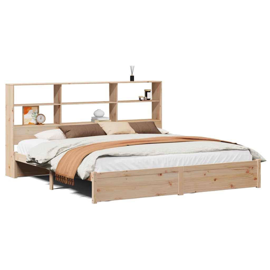 Lit bibliothèque sans matelas 180x200 cm bois massif de pin