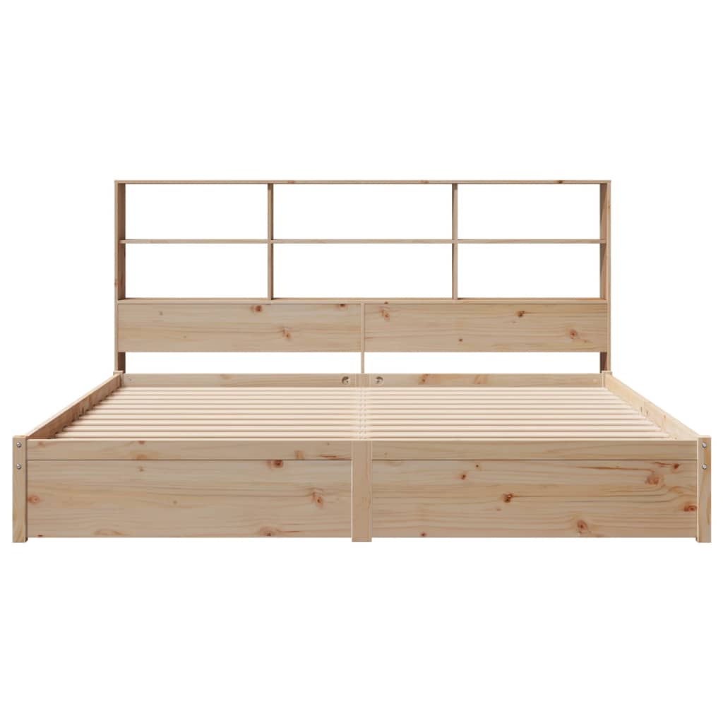 Lit bibliothèque sans matelas 180x200 cm bois massif de pin