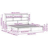 Lit bibliothèque sans matelas 180x200 cm bois massif de pin