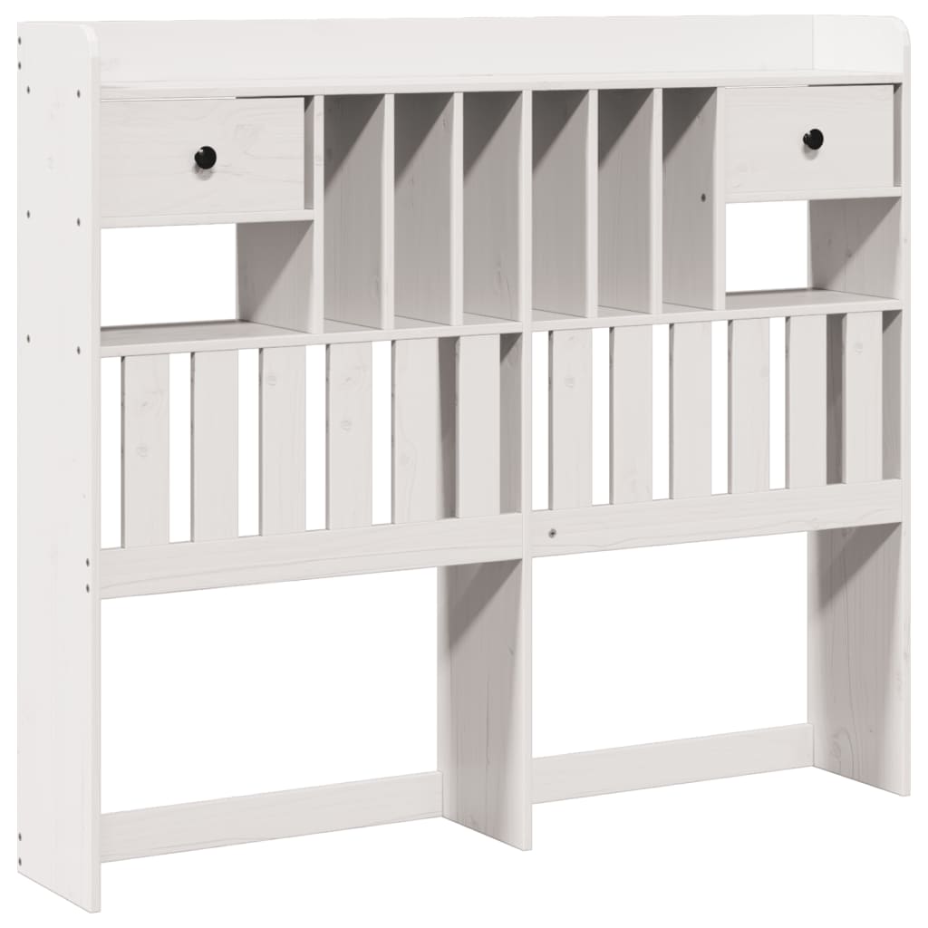 Lit bibliothèque sans matelas blanc 135x190 cm bois pin massif