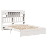 Lit bibliothèque sans matelas blanc 140x200 cm bois pin massif