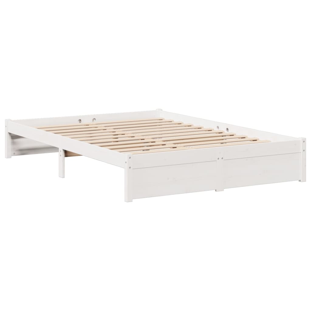 Lit bibliothèque sans matelas blanc 140x200 cm bois pin massif