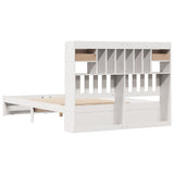 Lit bibliothèque sans matelas blanc 140x200 cm bois pin massif