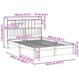 Lit bibliothèque sans matelas blanc 140x200 cm bois pin massif