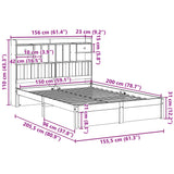 Lit bibliothèque sans matelas blanc 150x200 cm bois pin massif