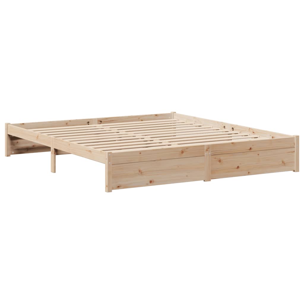 Lit bibliothèque sans matelas 180x200 cm bois massif de pin