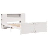 Lit bibliothèque sans matelas blanc 140x190 cm bois pin massif