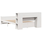 Lit bibliothèque sans matelas blanc 140x190 cm bois pin massif