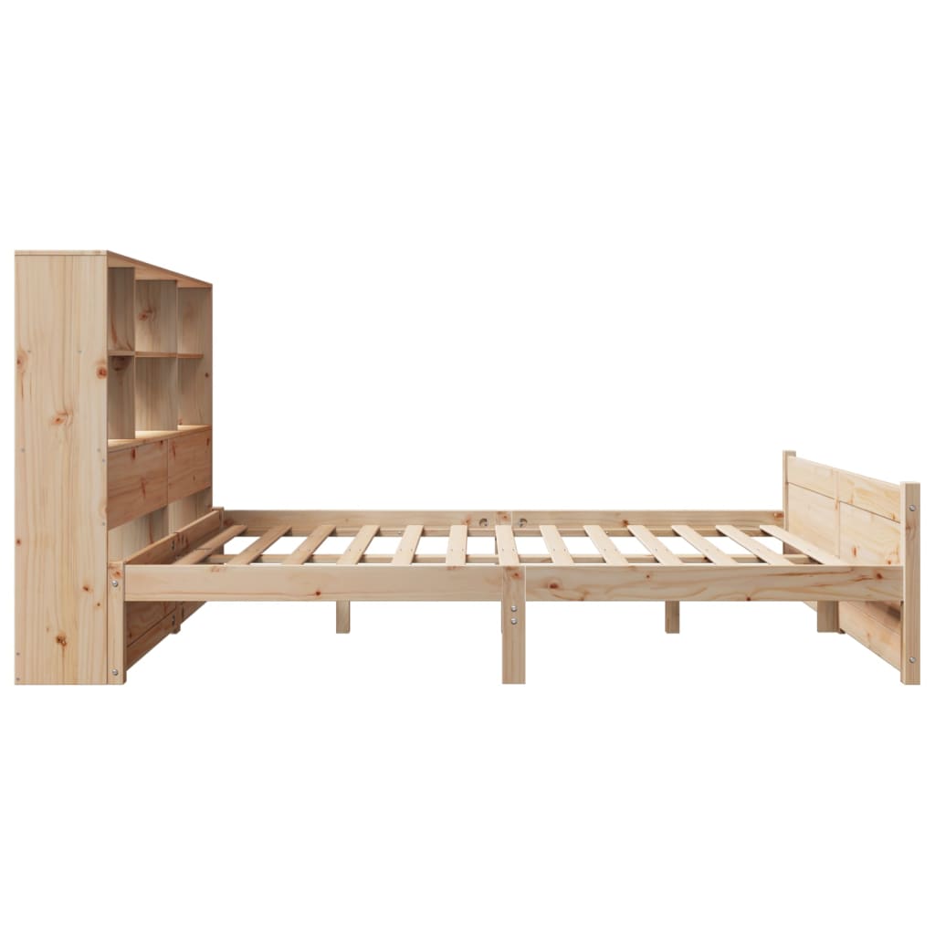 Lit bibliothèque sans matelas 150x200 cm bois massif de pin