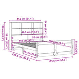 Lit bibliothèque sans matelas 150x200 cm bois massif de pin