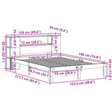 Lit bibliothèque sans matelas 120x190 cm bois de pin massif