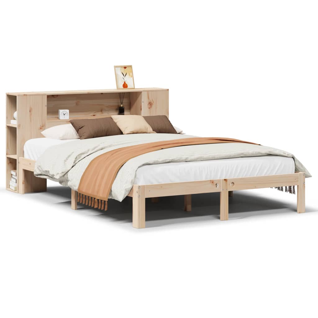 Lit bibliothèque sans matelas 140x190 cm bois de pin massif