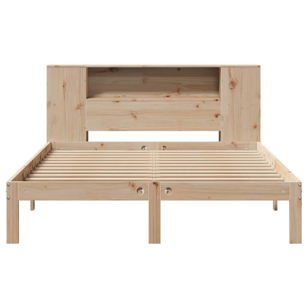 Lit bibliothèque sans matelas 140x190 cm bois de pin massif