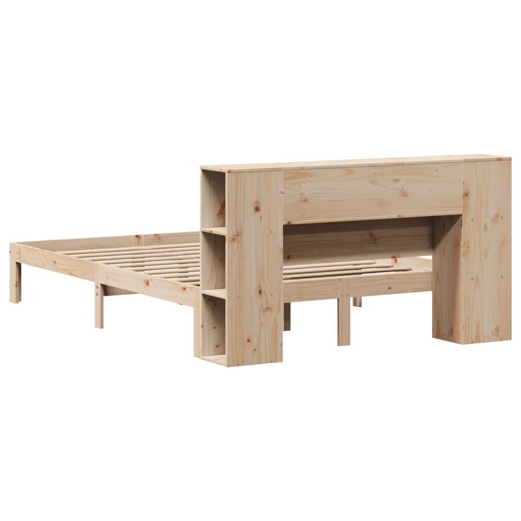 Lit bibliothèque sans matelas 140x190 cm bois de pin massif