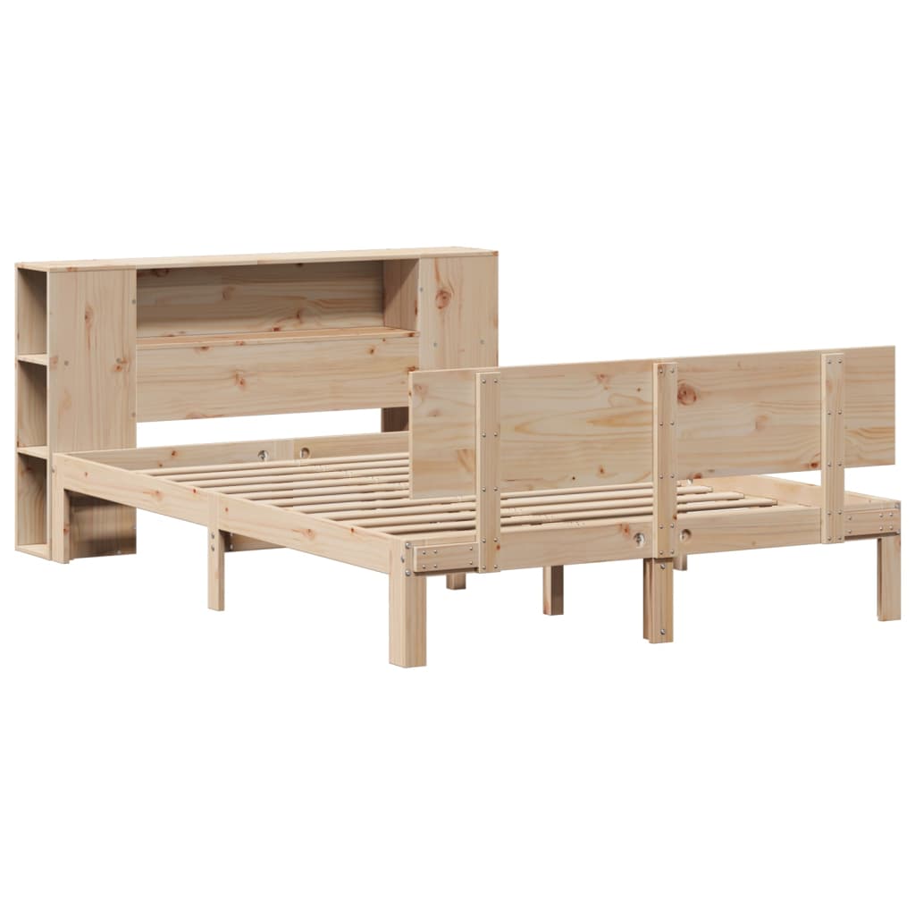 Lit bibliothèque sans matelas 140x190 cm bois de pin massif