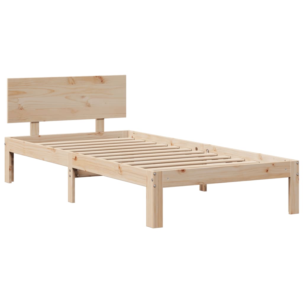 Lit bibliothèque sans matelas 140x190 cm bois de pin massif