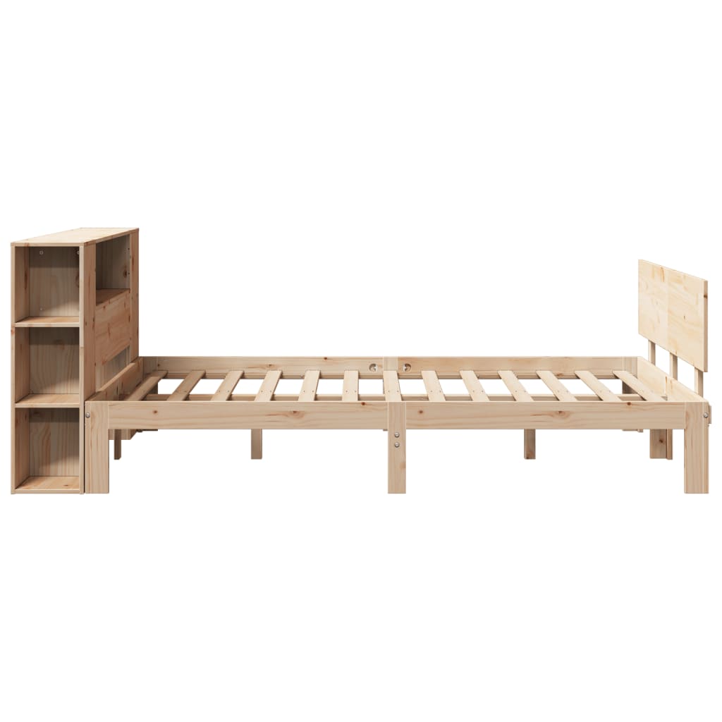 Lit bibliothèque sans matelas 140x200 cm bois massif de pin