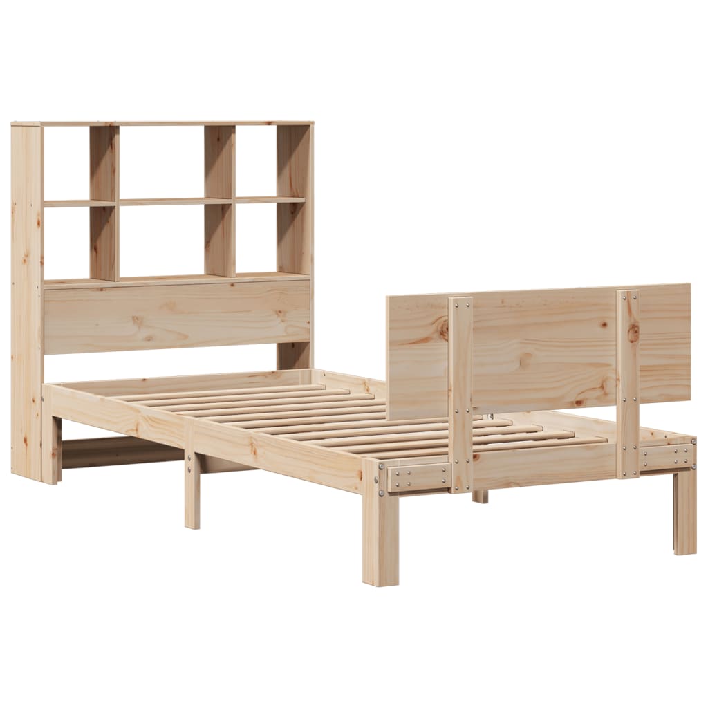 Lit bibliothèque sans matelas 75x190 cm bois de pin massif