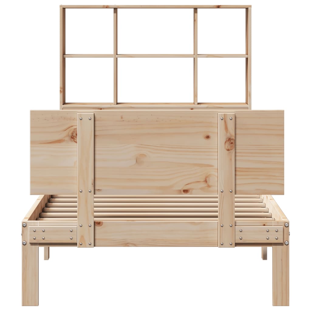 Lit bibliothèque sans matelas 75x190 cm bois de pin massif