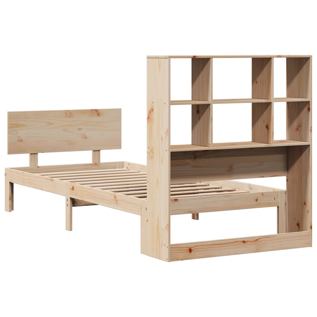 Lit bibliothèque sans matelas 75x190 cm bois de pin massif