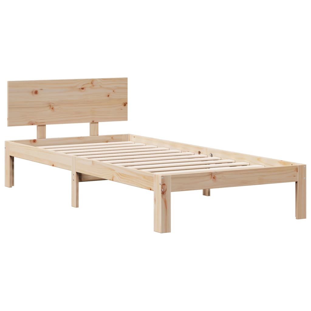 Lit bibliothèque sans matelas 75x190 cm bois de pin massif