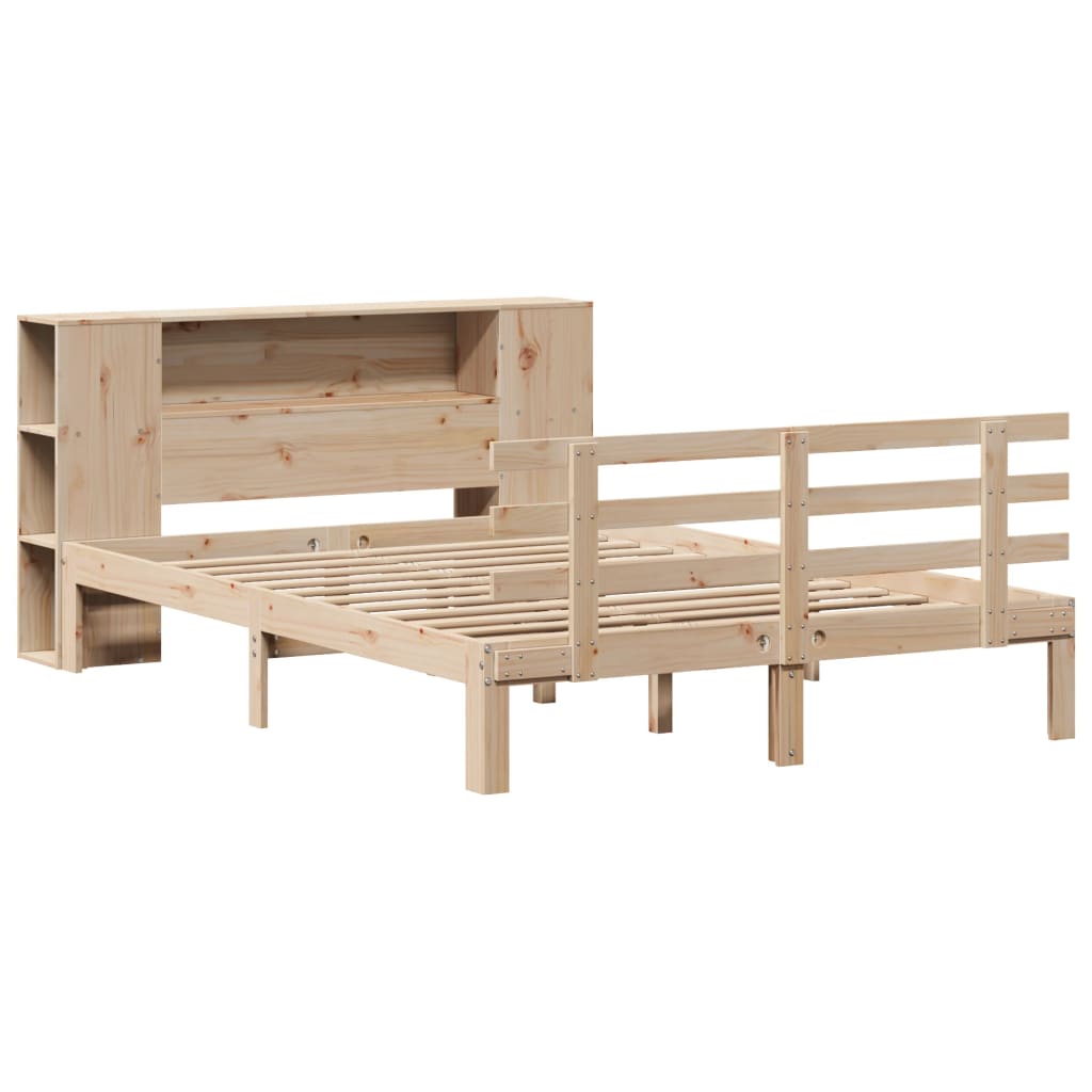 Lit bibliothèque sans matelas 140x190 cm bois de pin massif