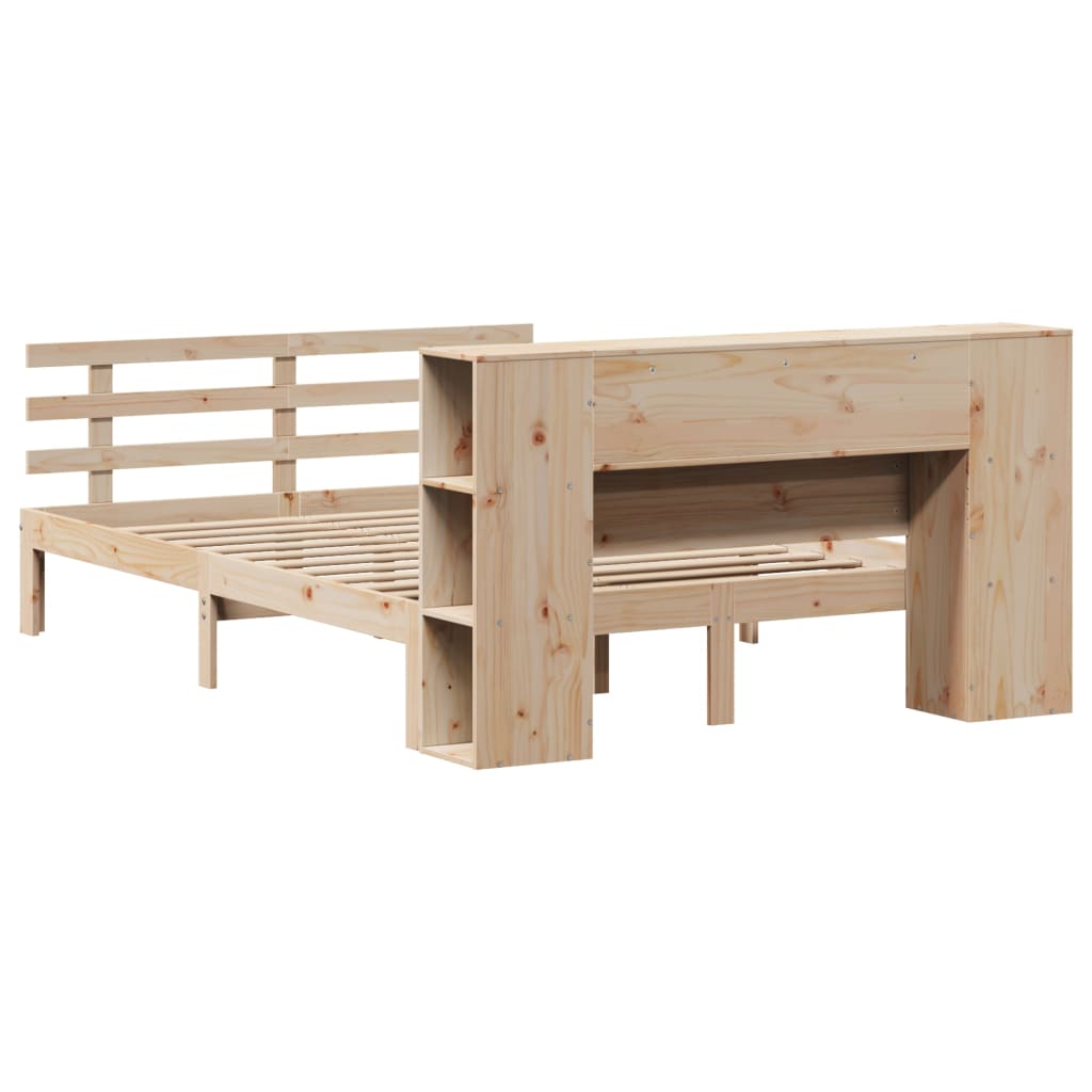 Lit bibliothèque sans matelas 140x190 cm bois de pin massif