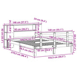 Lit bibliothèque sans matelas 140x190 cm bois de pin massif