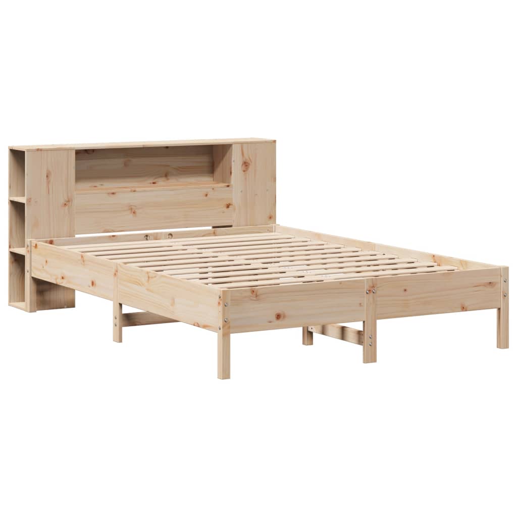 Lit bibliothèque sans matelas 140x200 cm bois massif de pin