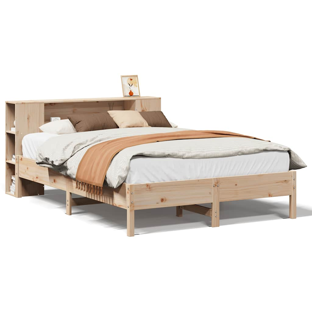 Lit bibliothèque sans matelas 140x190 cm bois de pin massif