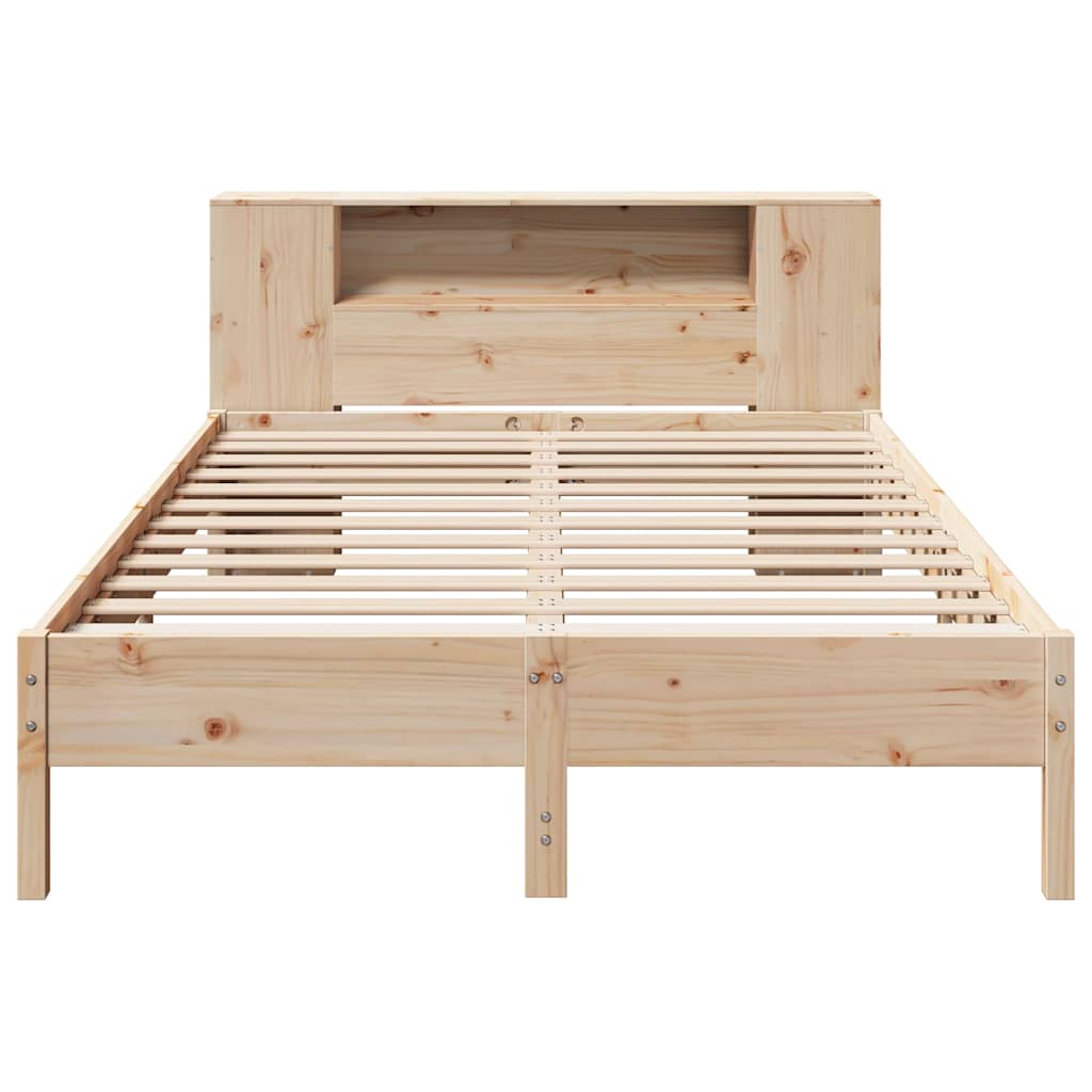 Lit bibliothèque sans matelas 140x190 cm bois de pin massif