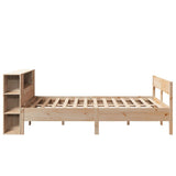 Lit bibliothèque sans matelas 140x200 cm bois massif de pin