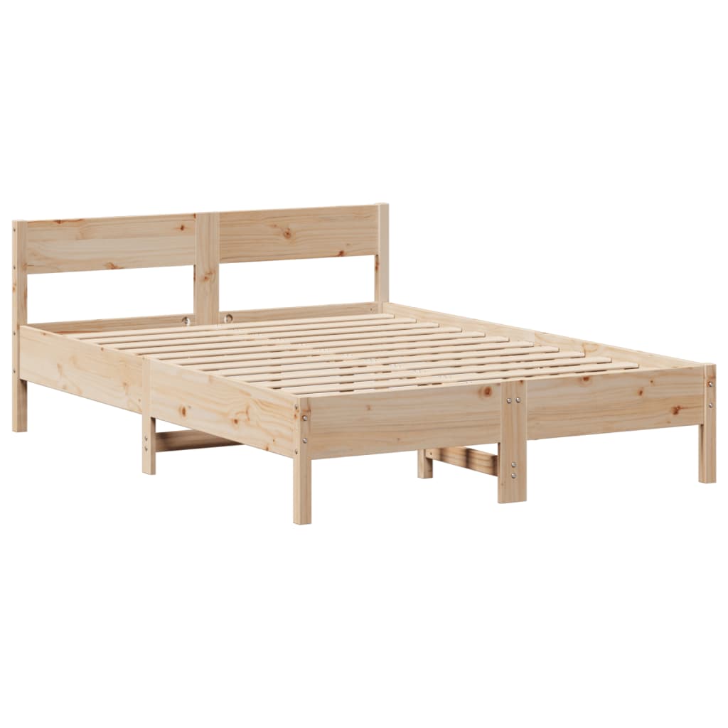 Lit bibliothèque sans matelas 140x200 cm bois massif de pin