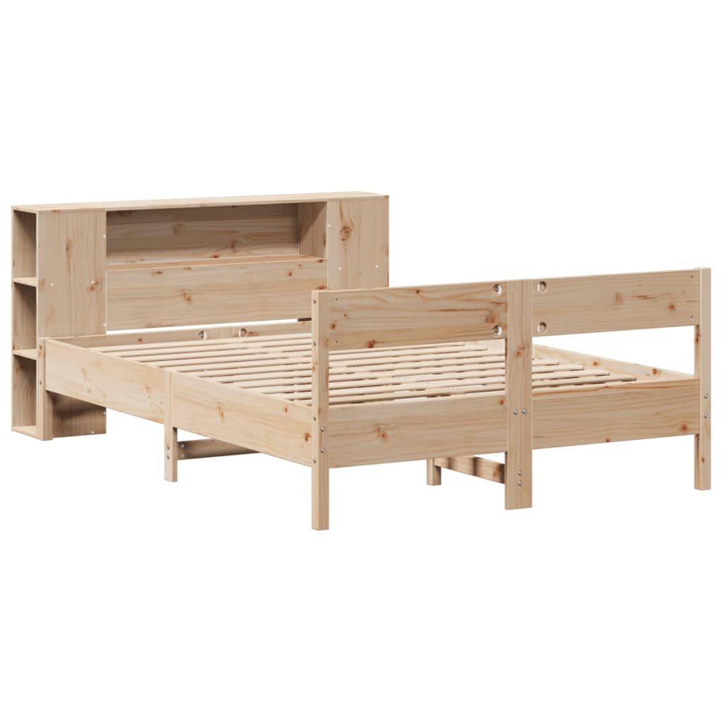 Lit bibliothèque sans matelas 140x190 cm bois de pin massif