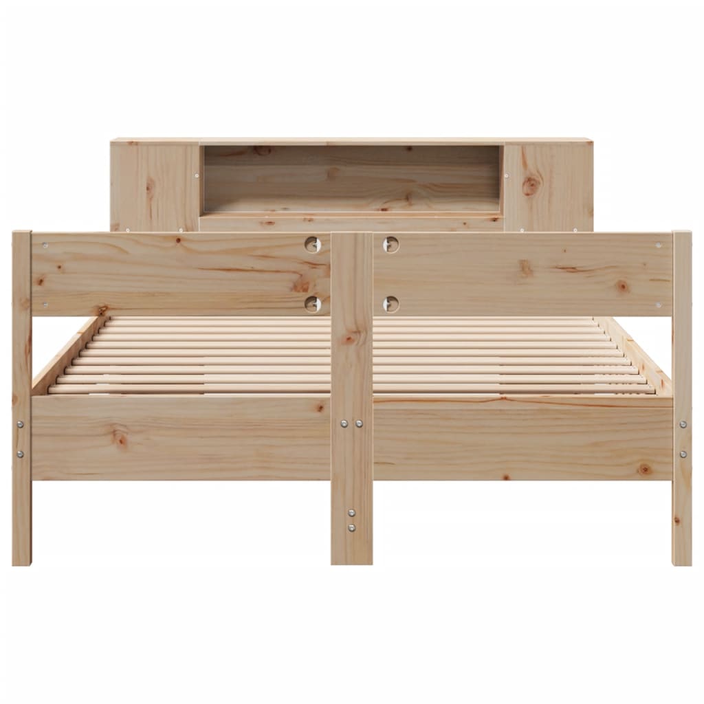 Lit bibliothèque sans matelas 140x190 cm bois de pin massif