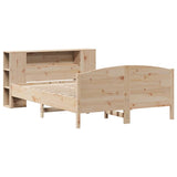 Lit bibliothèque sans matelas 140x190 cm bois de pin massif