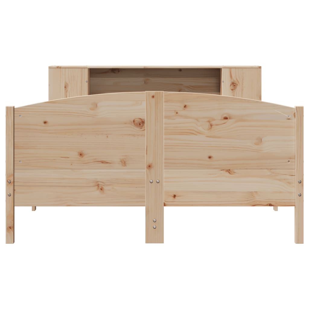 Lit bibliothèque sans matelas 140x190 cm bois de pin massif