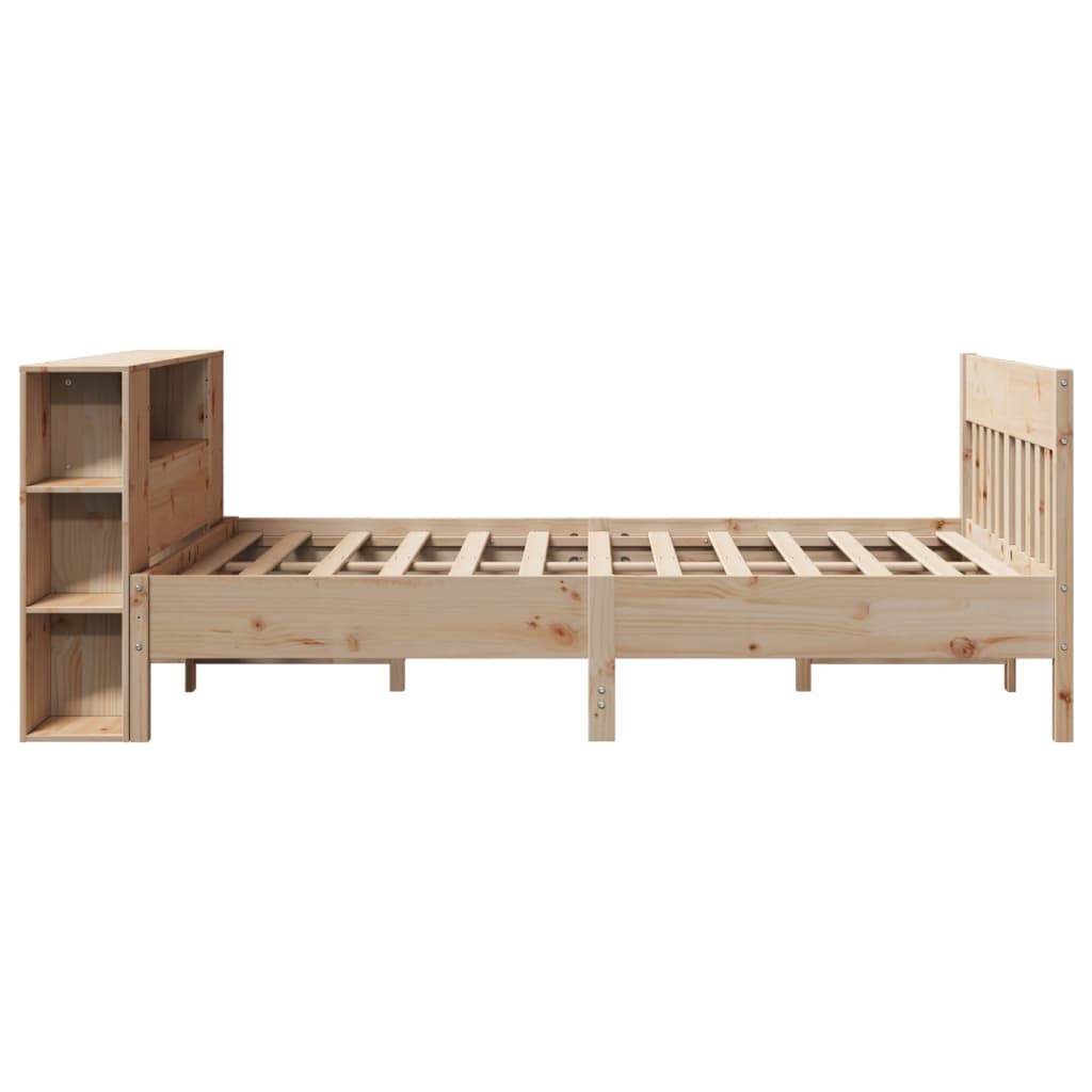 Lit bibliothèque sans matelas 140x200 cm bois massif de pin