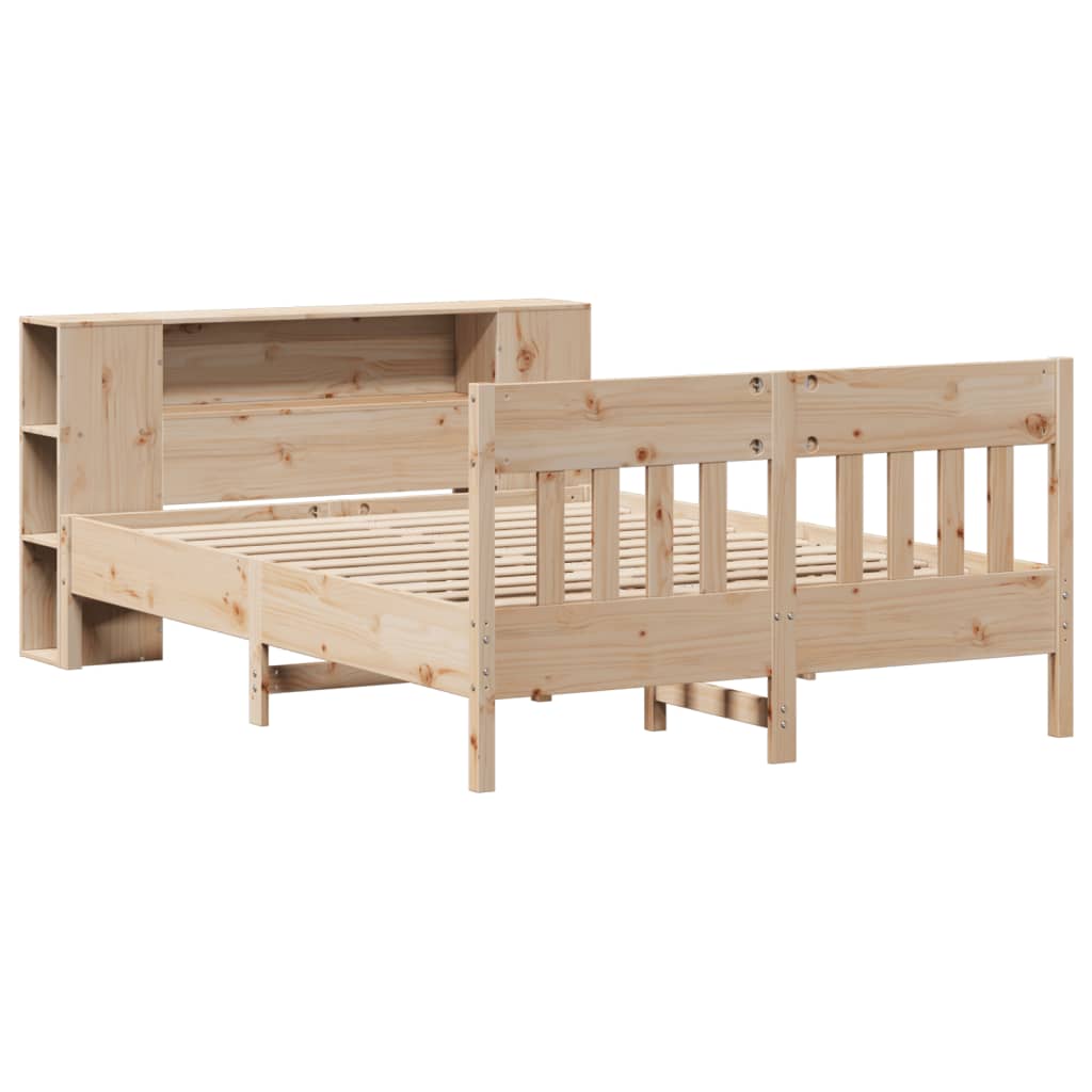 Lit bibliothèque sans matelas 140x190 cm bois de pin massif