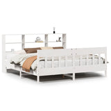 Cadre de lit sans matelas blanc 200x200 cm bois massif de pin